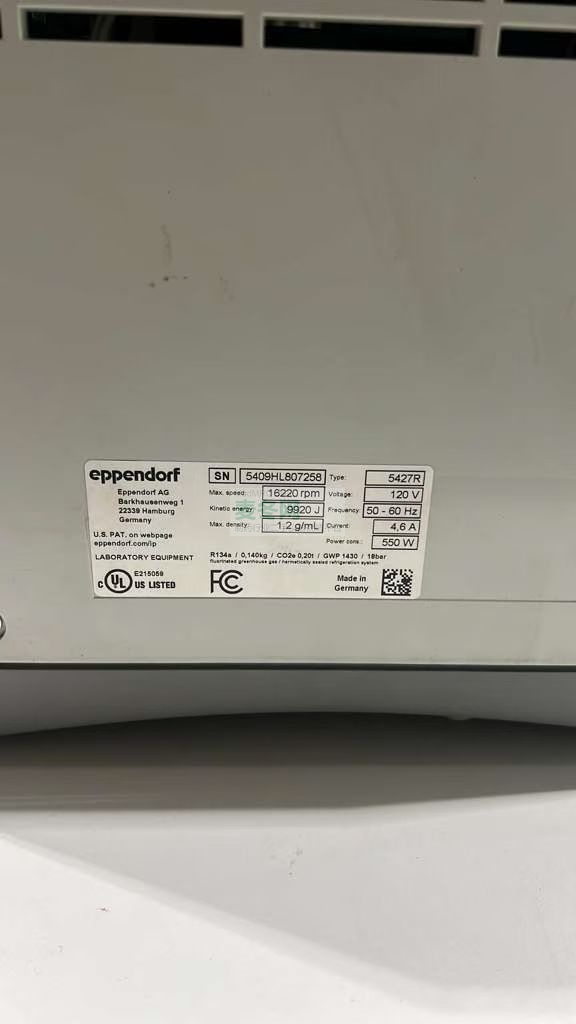 Eppendorf 5427 R 设备铭牌规格参数