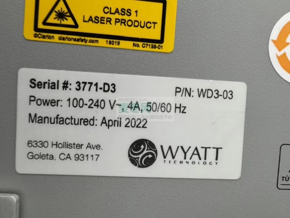 二手怀雅特Wyatt DAWN 多角度光散射检测器配备 Optilab 示差折光检测器实拍图4，成色次新机，支持上门看货